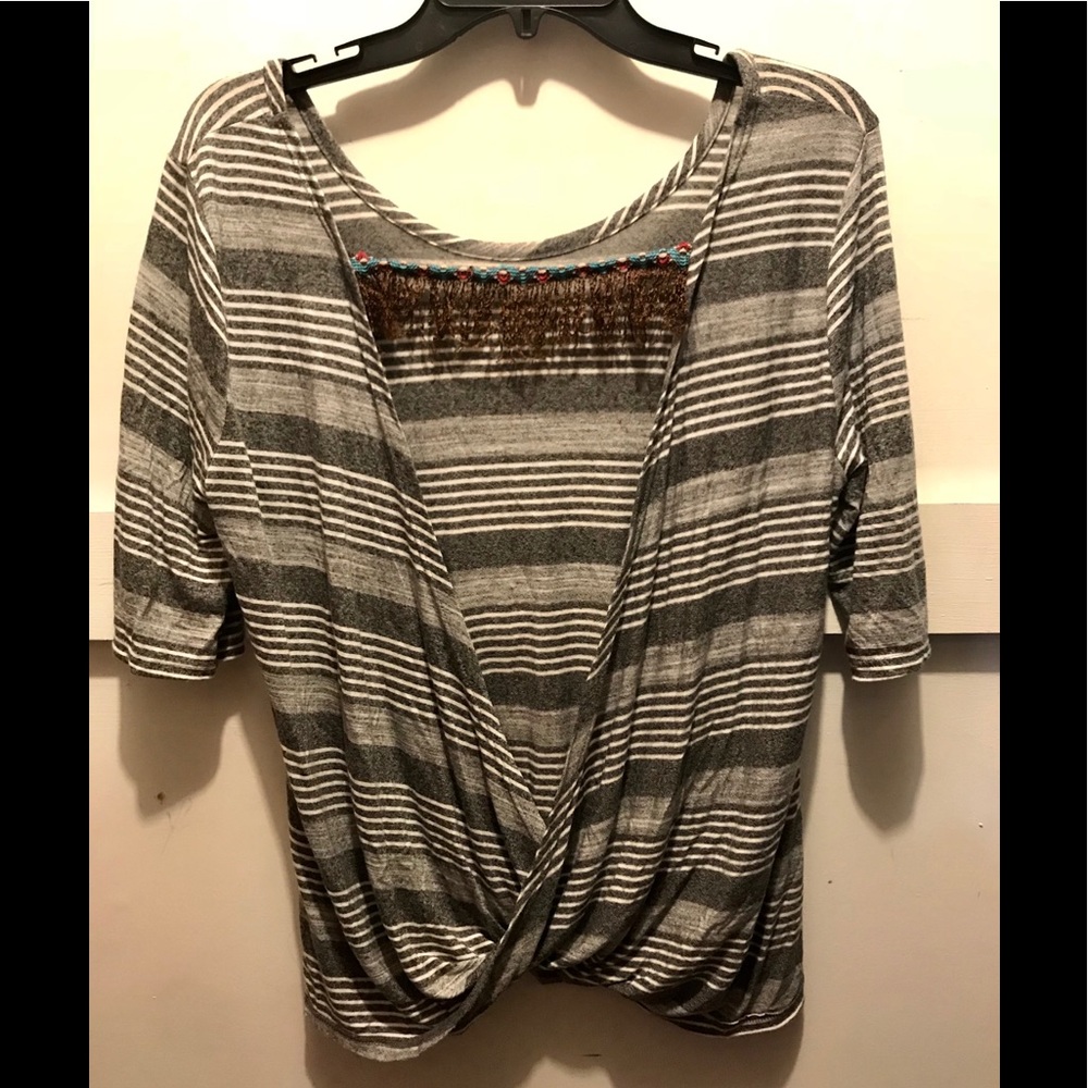 Open back striped shirt